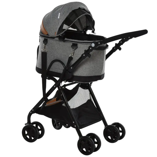 Luxury Folding Pet Stroller Travel Carriage 2 In 1 (Grey) by Furr Baby Gifts