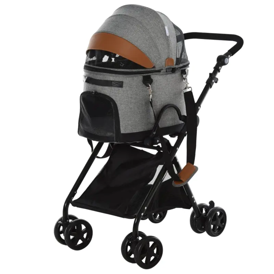 Luxury Folding Pet Stroller Travel Carriage 2 In 1 (Grey) by Furr Baby Gifts