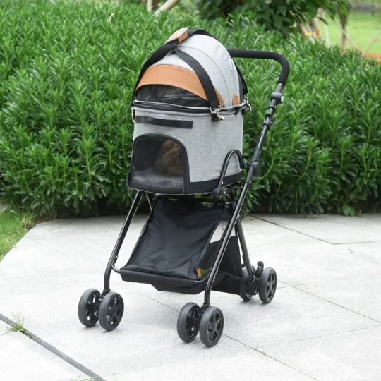 Luxury Folding Pet Stroller Travel Carriage 2 In 1 (Grey) by Furr Baby Gifts