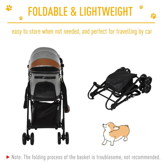 Luxury Folding Pet Stroller Travel Carriage 2 In 1 (Grey) by Furr Baby Gifts