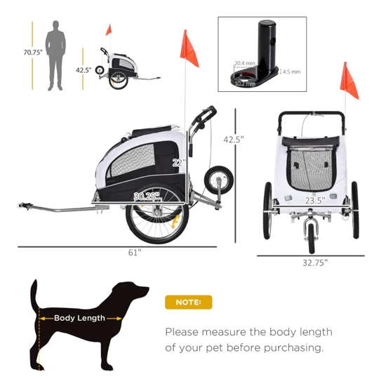 Elite II 2-In-1 Pet Dog Bike Trailer and Stroller by Furr Baby Gifts