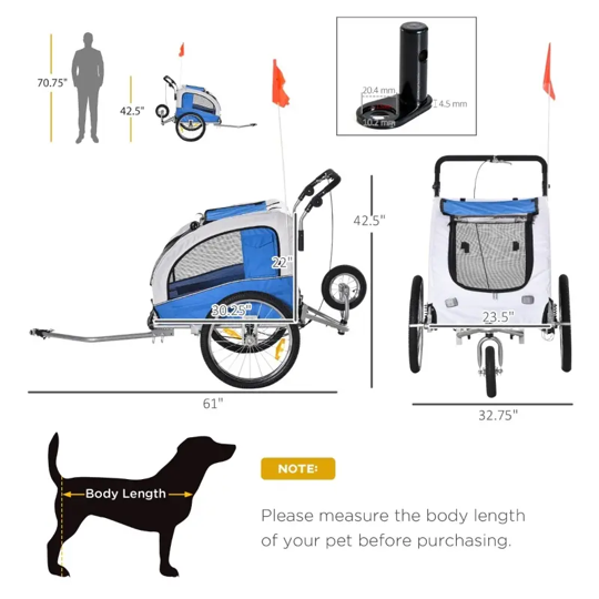 Elite II 2-In-1 Pet Dog Bike Trailer and Stroller by Furr Baby Gifts