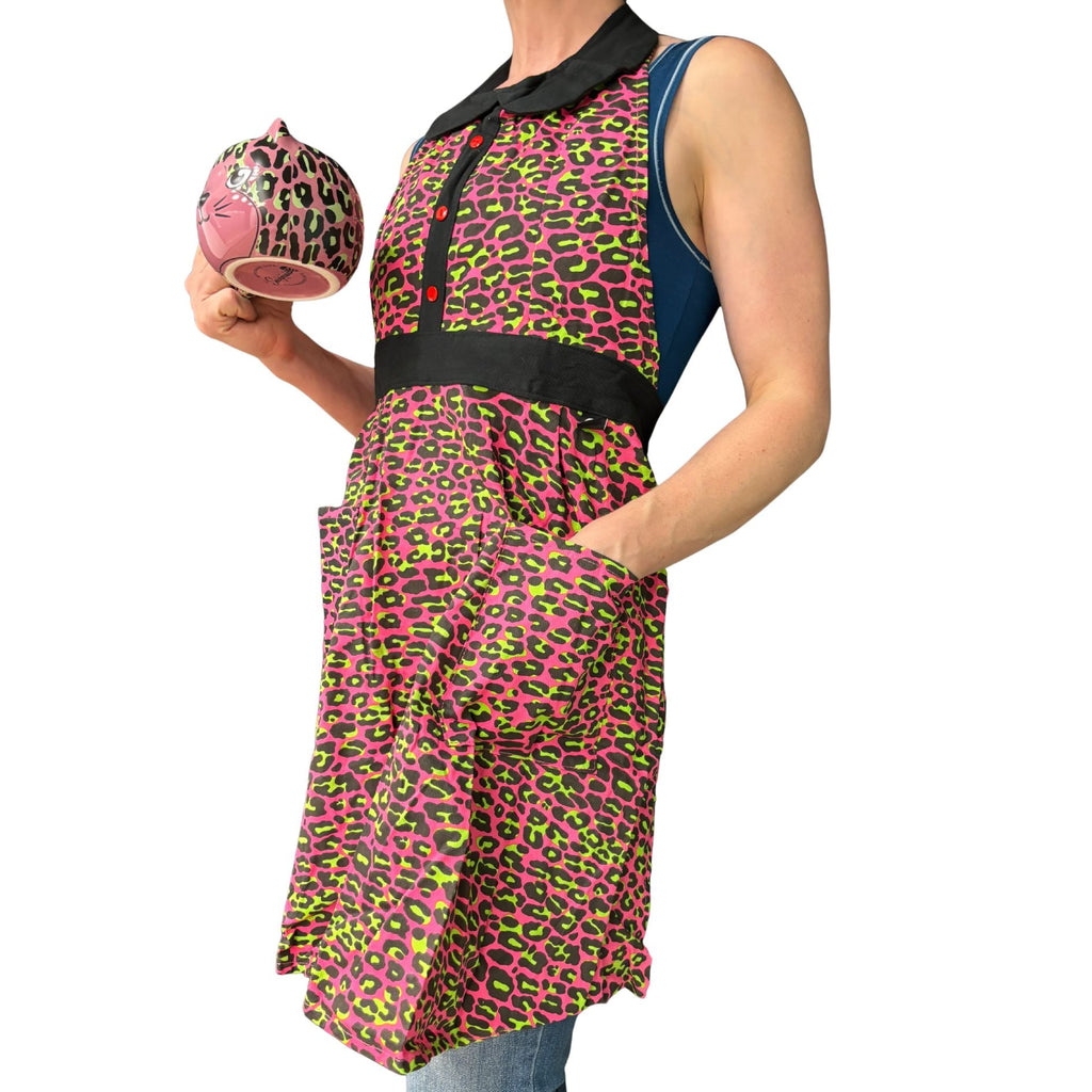 Pink Leopard Apron | Cooking Baking Cotton Kitchen Tools Essentials | Gift for Her by The Bullish Store