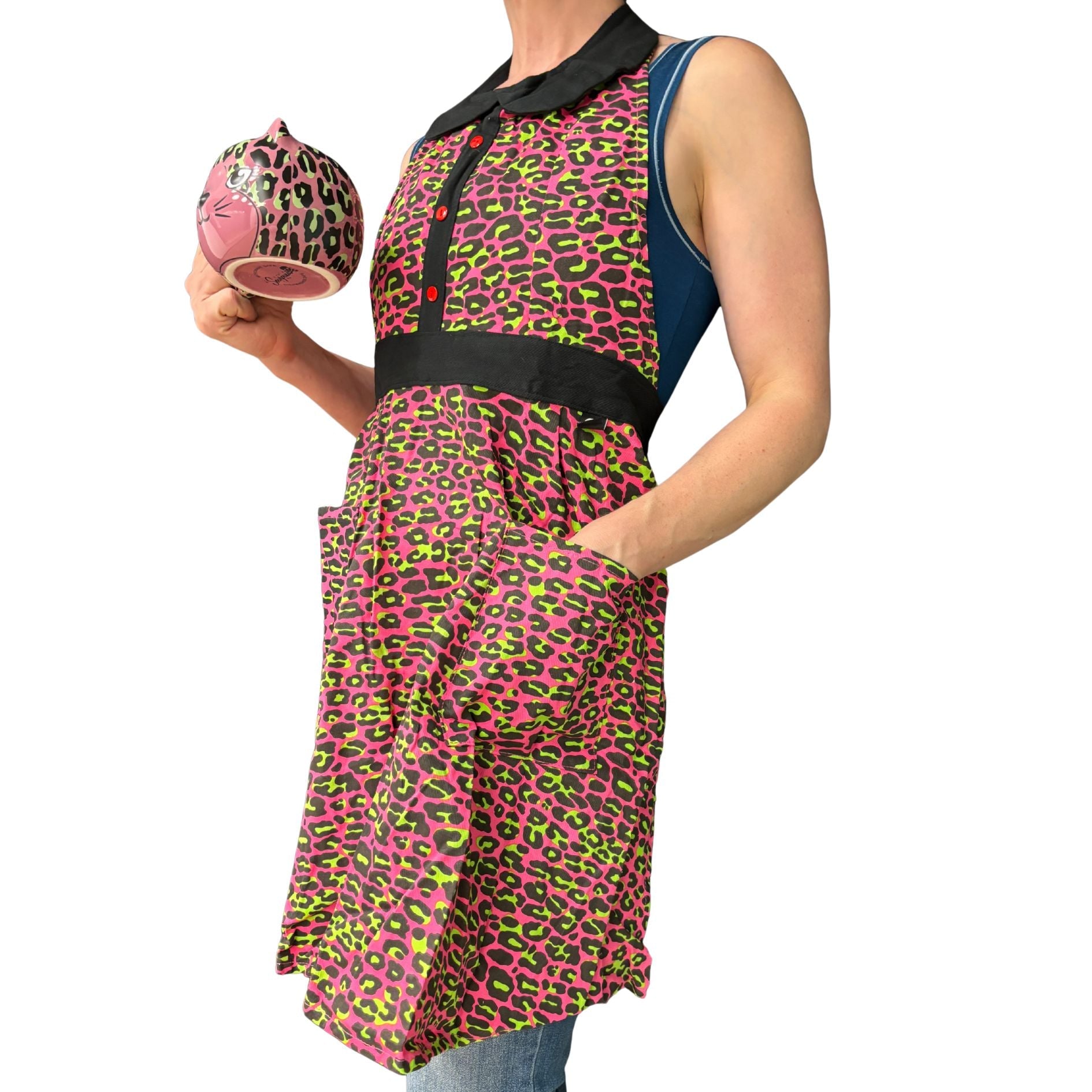 Pink Leopard Apron | Cooking Baking Cotton Kitchen Tools Essentials | Gift for Her by The Bullish Store