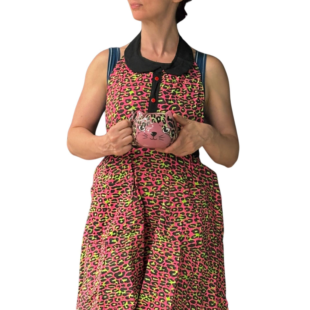 Pink Leopard Apron | Cooking Baking Cotton Kitchen Tools Essentials | Gift for Her by The Bullish Store