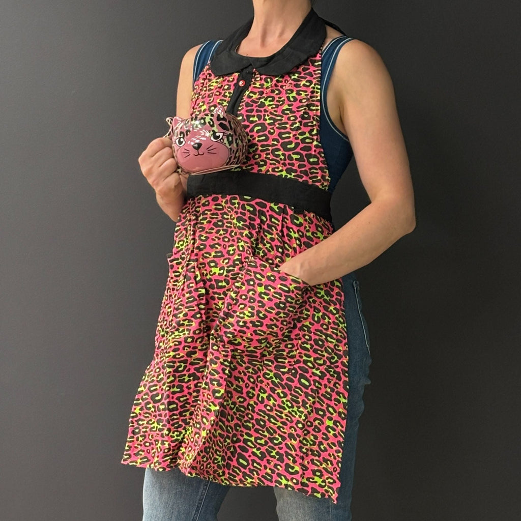 Pink Leopard Apron | Cooking Baking Cotton Kitchen Tools Essentials | Gift for Her by The Bullish Store