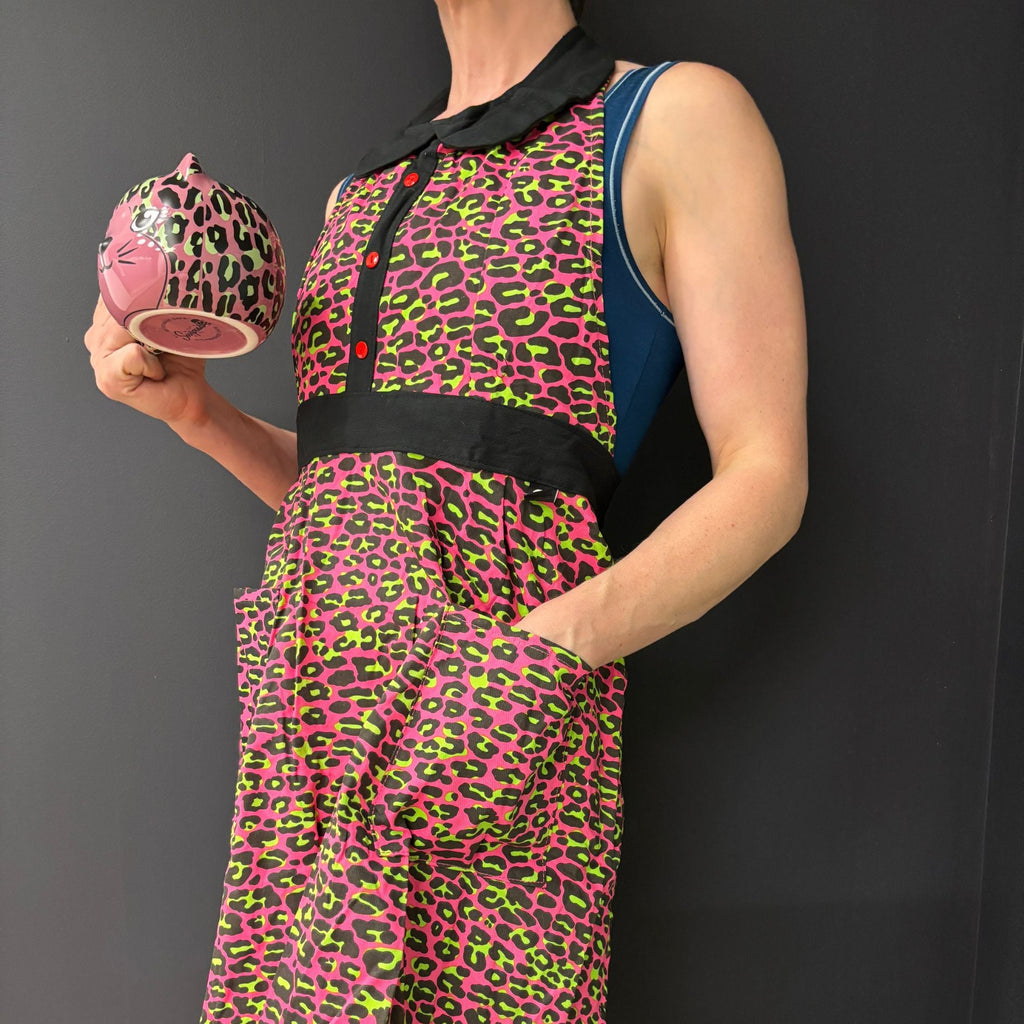 Pink Leopard Apron | Cooking Baking Cotton Kitchen Tools Essentials | Gift for Her by The Bullish Store
