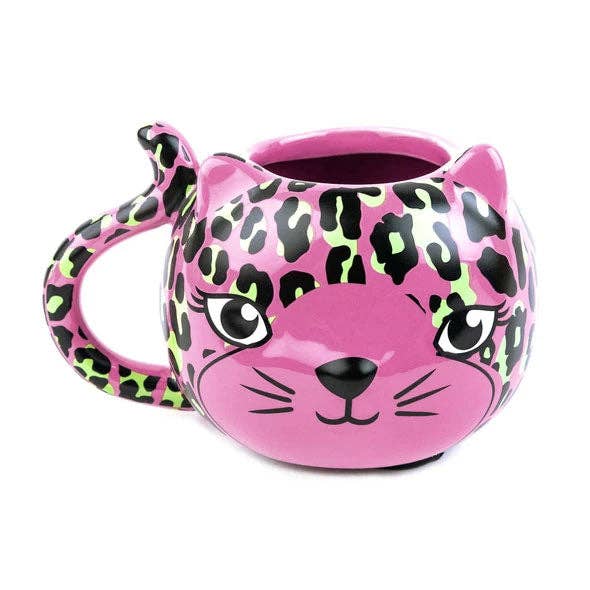 Pink Leopard Cat Mug | Cute Ceramic Coffee Tea Cup | Gift for Her by The Bullish Store