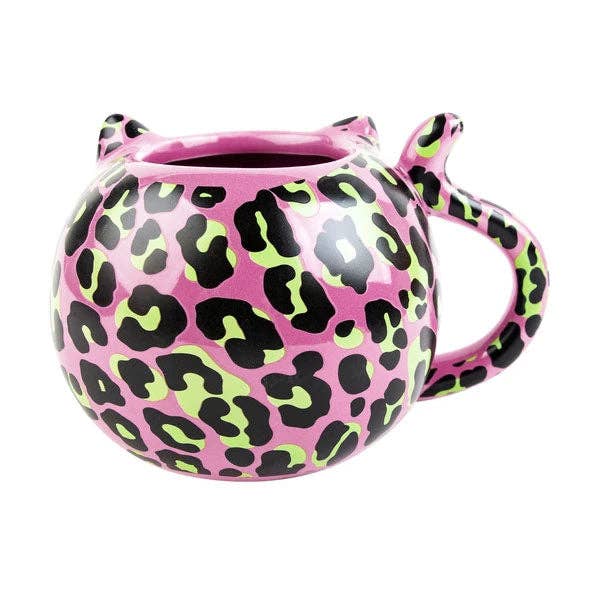 Pink Leopard Cat Mug | Cute Ceramic Coffee Tea Cup | Gift for Her by The Bullish Store