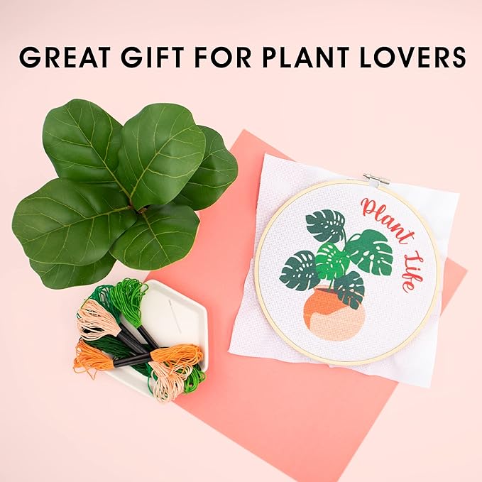 Plant Life Crosstitch Kit | Embroidery Crafts Tool Set by The Bullish Store