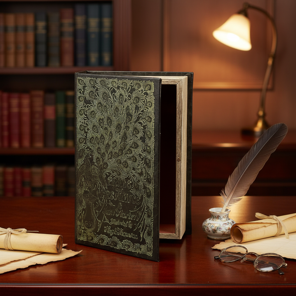 Pride And Prejudice Decorative Book Box | Faux Leather Wrap Book Shaped Storage Stash Trinket Box by The Bullish Store