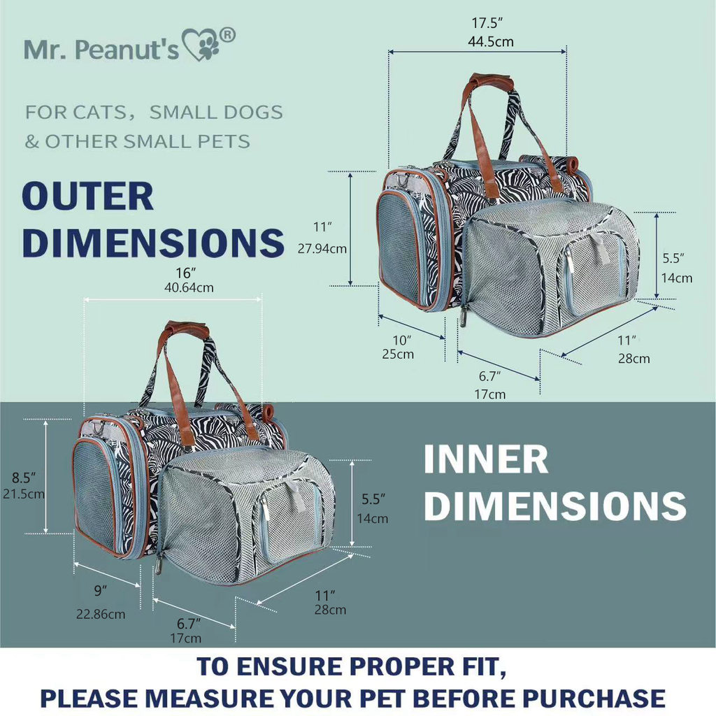 Mr. Peanut's Gold Series Standard Size Airline Compliant Expandable Pet Carrier - Prints Edition by Mr. Peanut's Pet Carriers