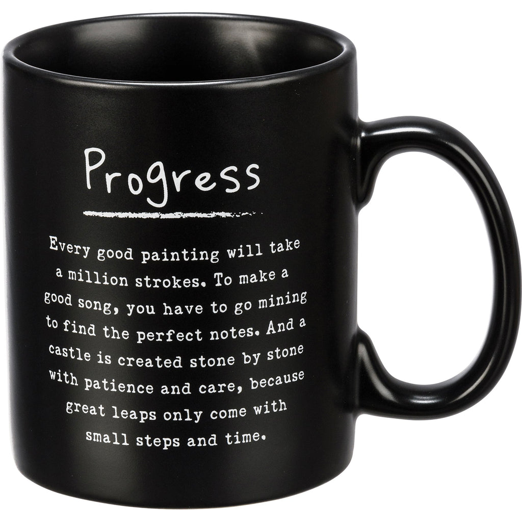 Progress Mug in Matte Black | Double-sided Stoneware Coffee Tea Cup | 20oz by The Bullish Store