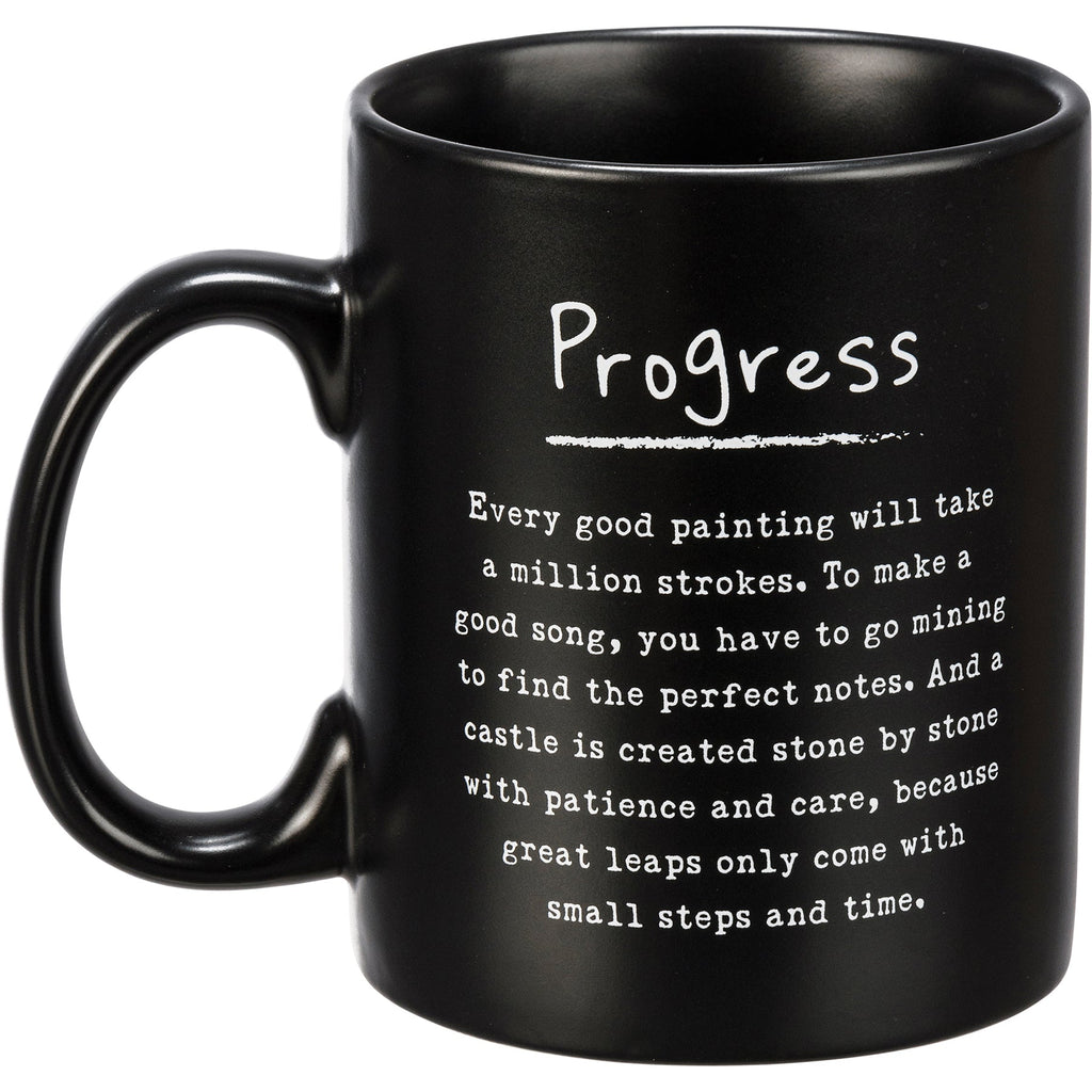 Progress Mug in Matte Black | Double-sided Stoneware Coffee Tea Cup | 20oz by The Bullish Store