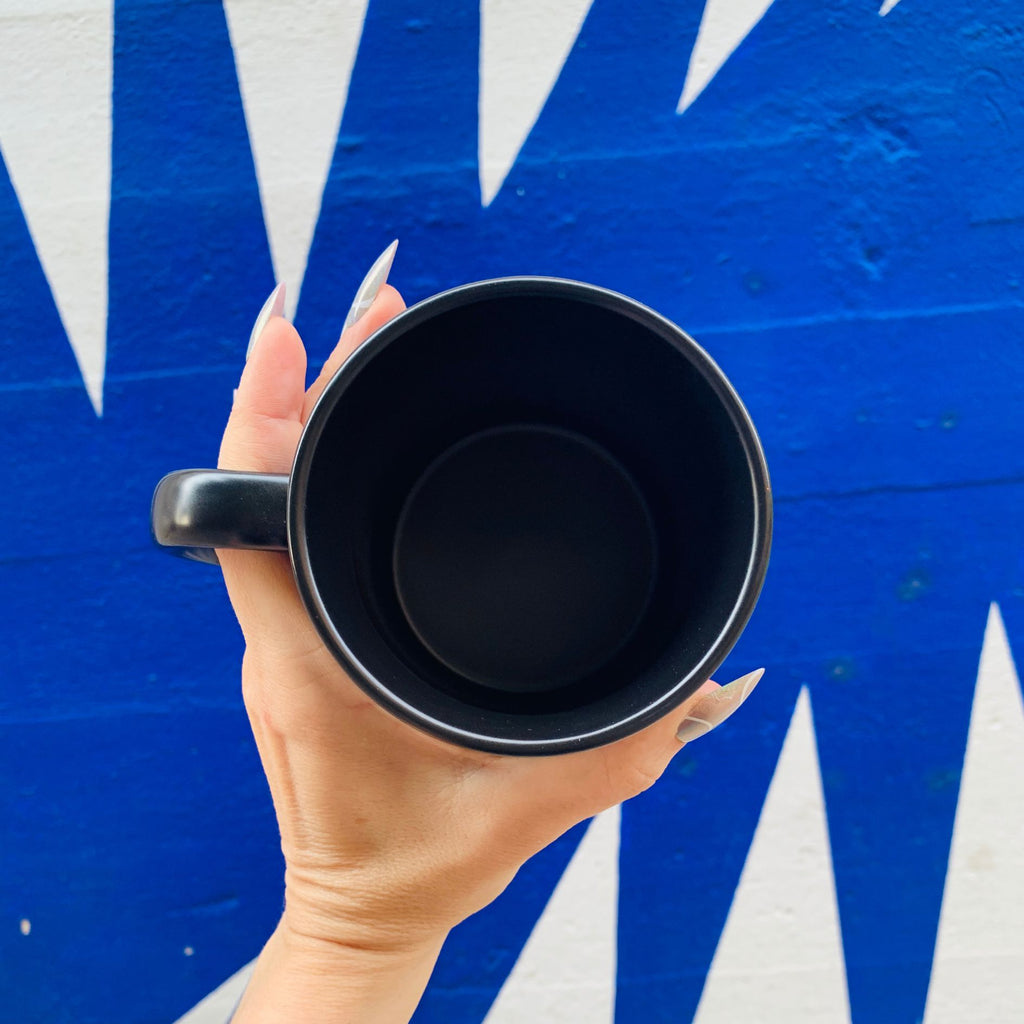 Progress Mug in Matte Black | Double-sided Stoneware Coffee Tea Cup | 20oz by The Bullish Store