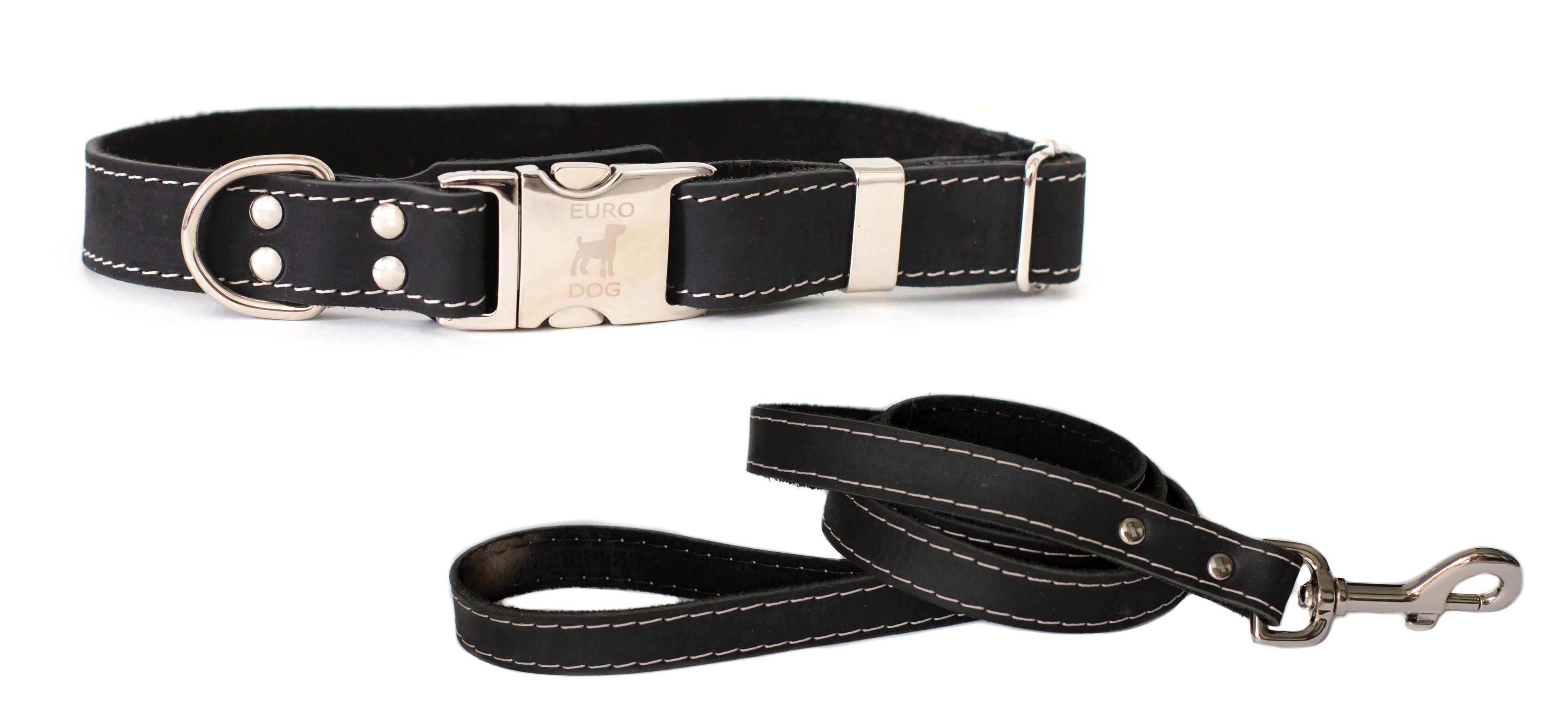 Quick-Release Style Leather Collar and Leash Set by Euro-Dog Collars and Leads