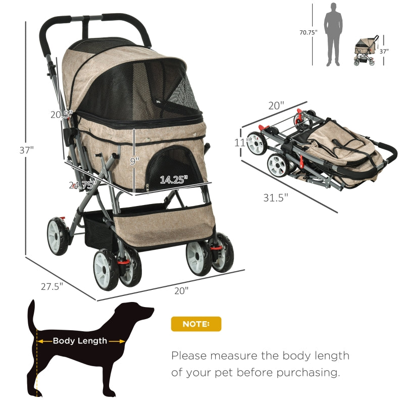 Pet Foldable Travel Carriage Stroller with Reversible Handle by Furr Baby Gifts