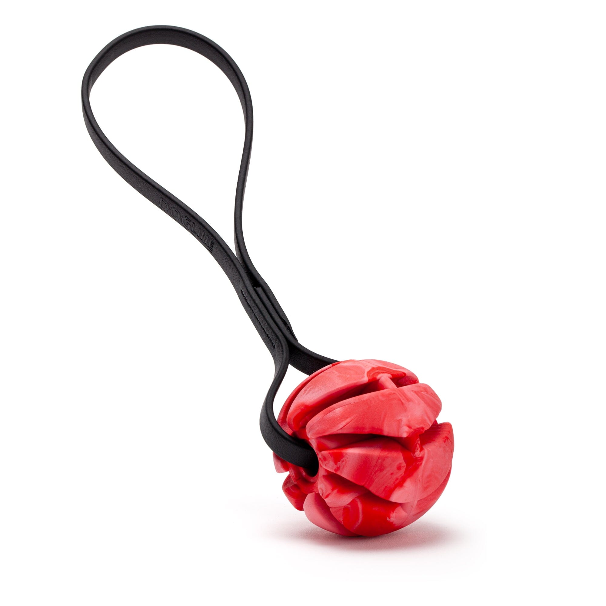Rubber Spiral Ball with Biothane Handle by Dogline