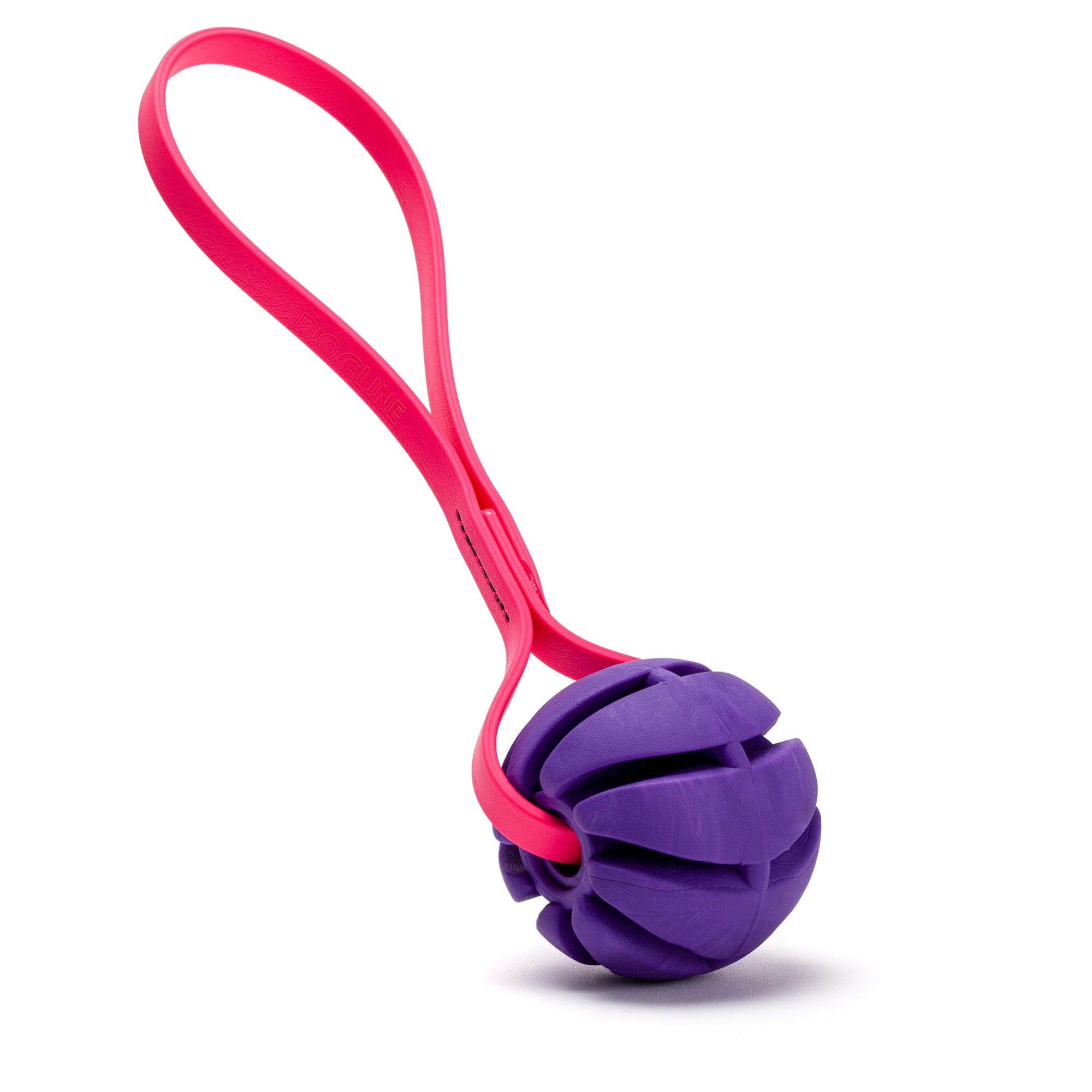 Rubber Spiral Ball with Biothane Handle by Dogline