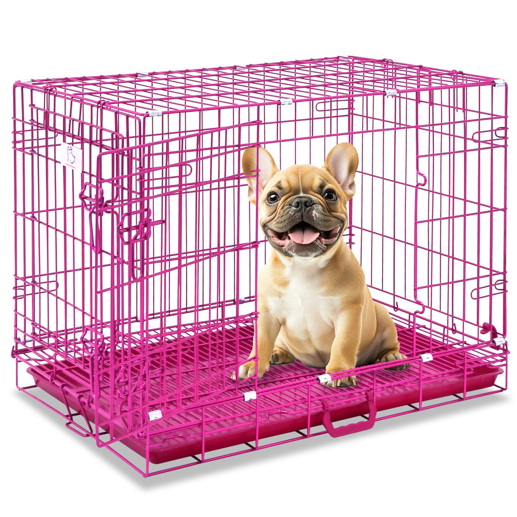 24-42" Collapsible Pink Dog Crate RED24-42 by Homey Pet Official