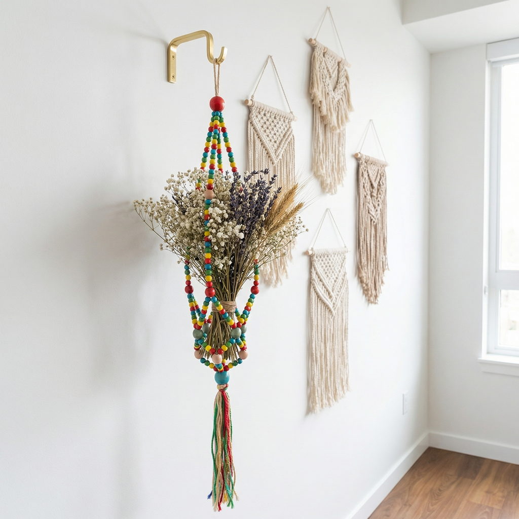 Rainbow Macrame Plant Holder | Bohemian Decorative Hanging Flowerpot Holder by The Bullish Store