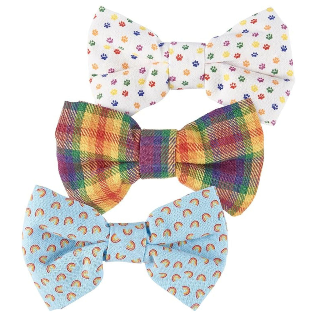 Rainbow Plaid Pet Bow Tie Set | LGBTQ Pride Pet Accessories | Gift For Cat/Dog Lover by The Bullish Store