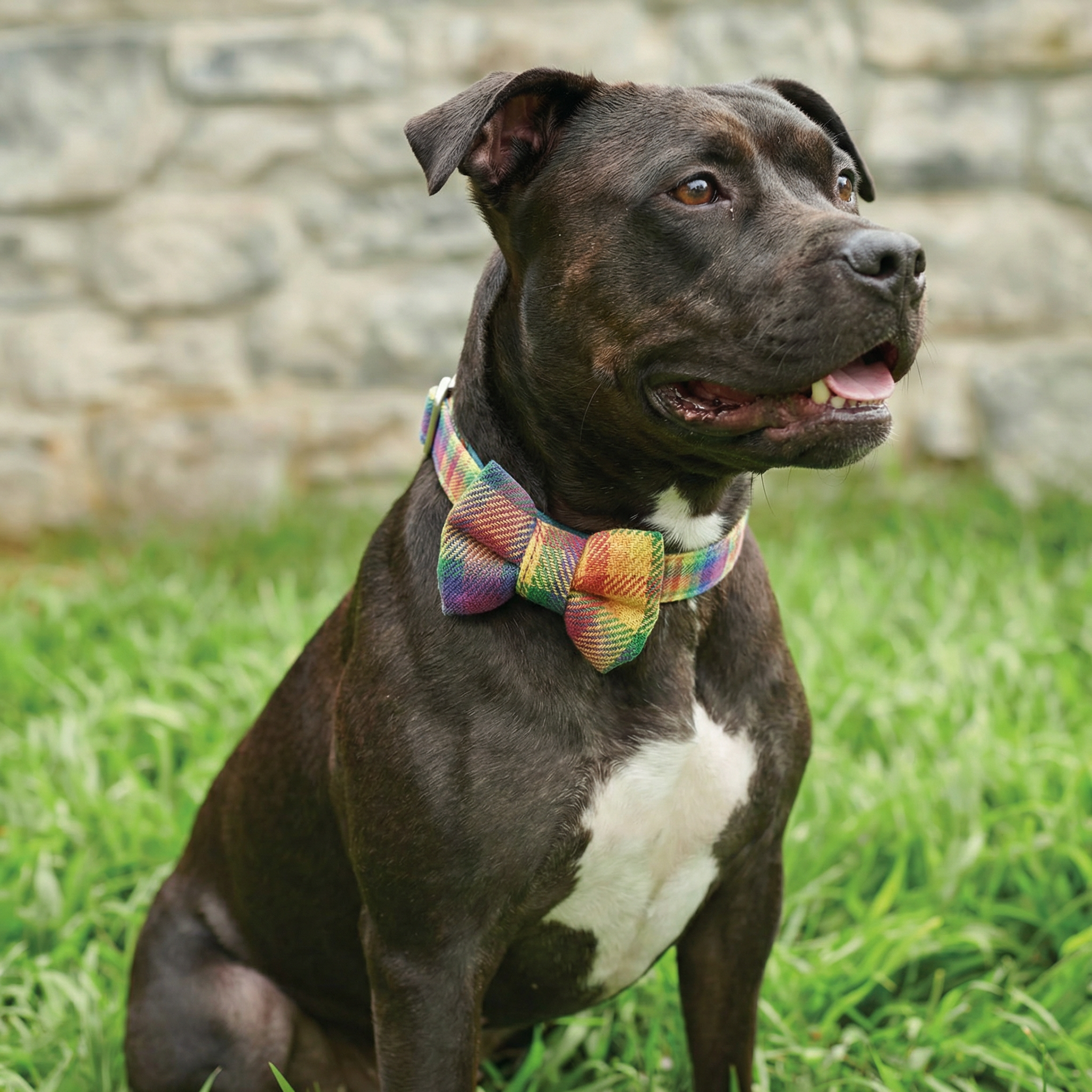 Rainbow Plaid Pet Bow Tie Set | LGBTQ Pride Pet Accessories | Gift For Cat/Dog Lover by The Bullish Store