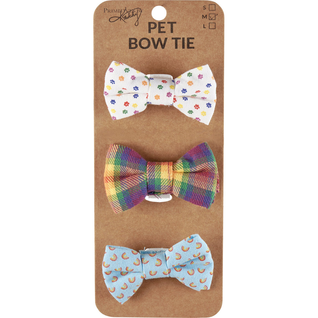 Rainbow Plaid Pet Bow Tie Set | LGBTQ Pride Pet Accessories | Gift For Cat/Dog Lover by The Bullish Store