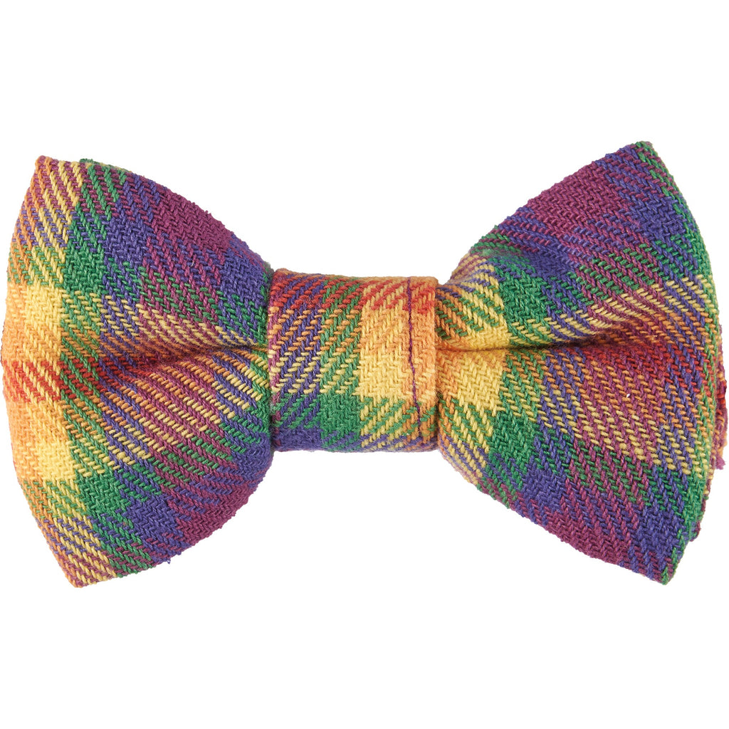 Rainbow Plaid Pet Bow Tie Set | LGBTQ Pride Pet Accessories | Gift For Cat/Dog Lover by The Bullish Store