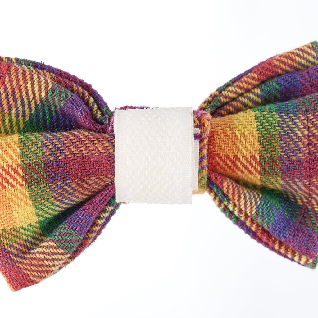 Rainbow Plaid Pet Bow Tie Set | LGBTQ Pride Pet Accessories | Gift For Cat/Dog Lover by The Bullish Store