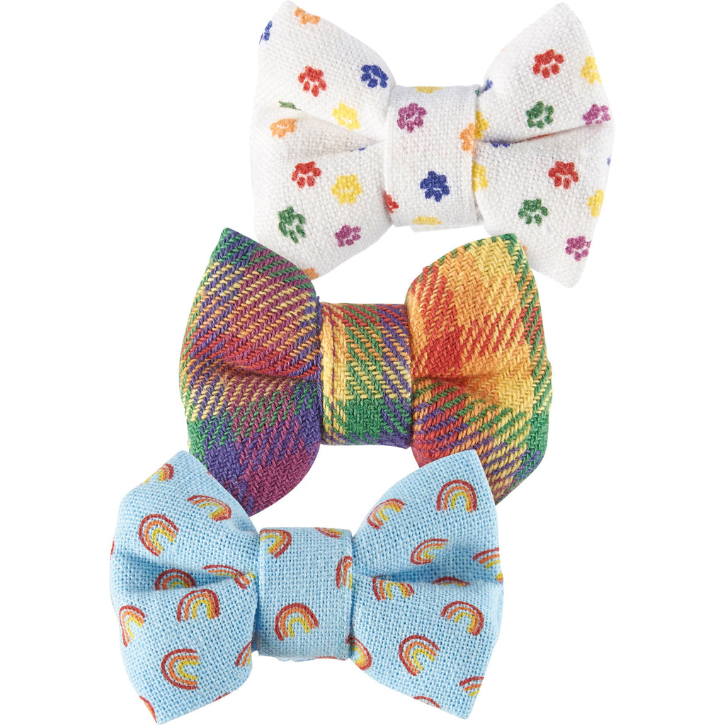 Rainbow Plaid Pet Bow Tie Set | LGBTQ Pride Pet Accessories | Gift For Cat/Dog Lover by The Bullish Store
