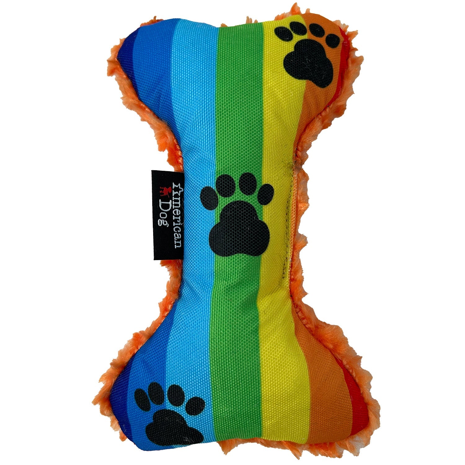 Rainbow Paw Bone (Nylon & Fleece) by American Dog