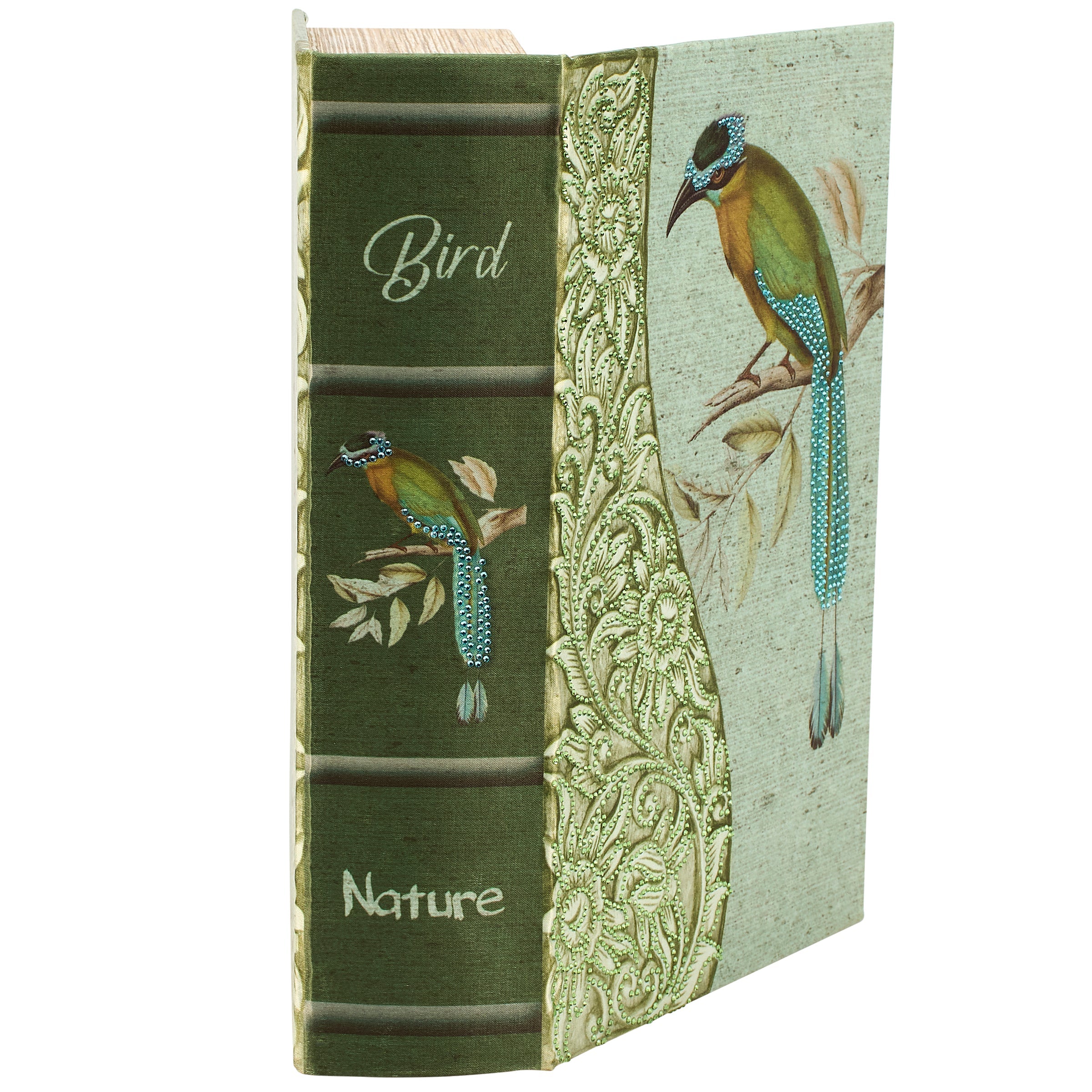 Rainforest Bird & Florals Book Box | Vintage Book Shaped Storage Stash Trinket Box by The Bullish Store