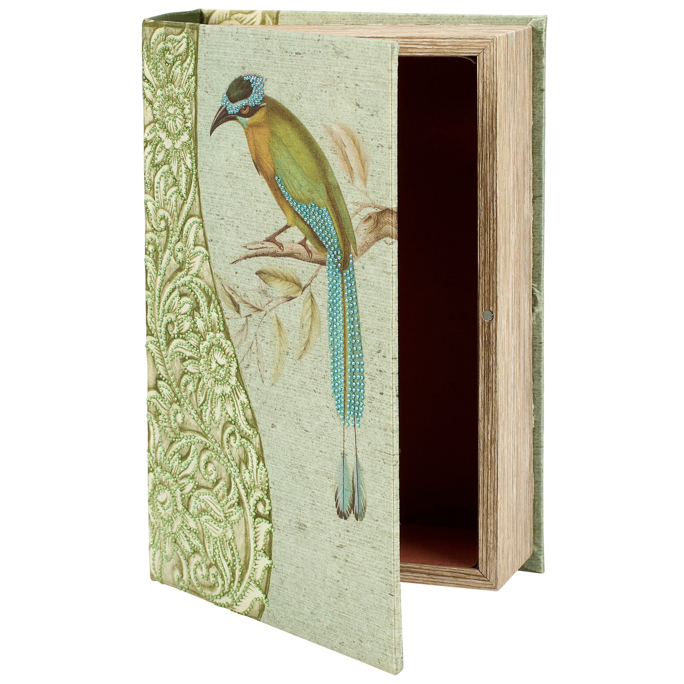 Rainforest Bird & Florals Book Box | Vintage Book Shaped Storage Stash Trinket Box by The Bullish Store