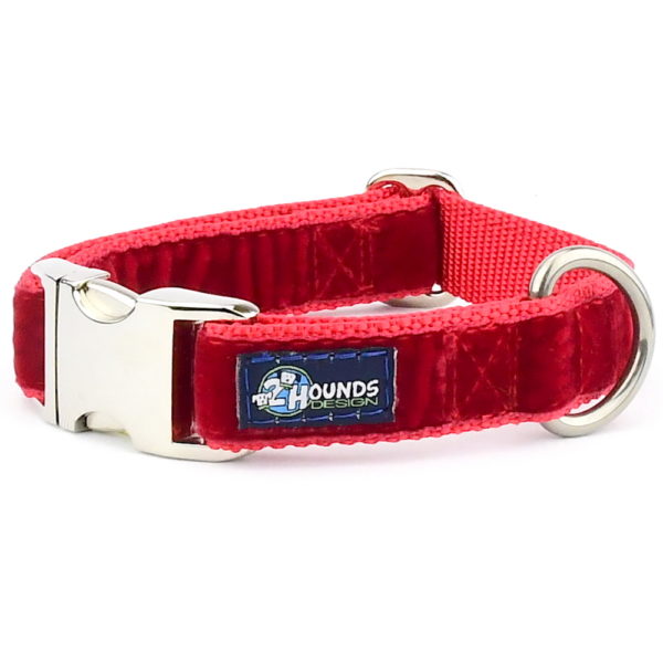 Red Velvet Essential Dog Collar by 2 Hounds Design