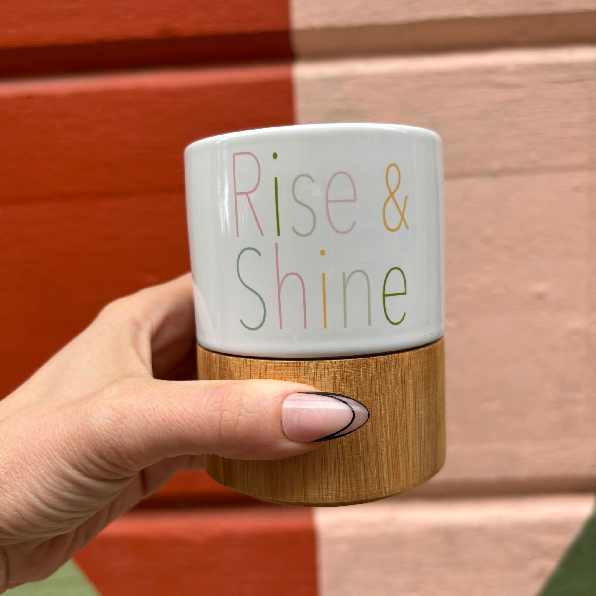 Rise & Shine Ceramic Mug with Bamboo Base by The Bullish Store