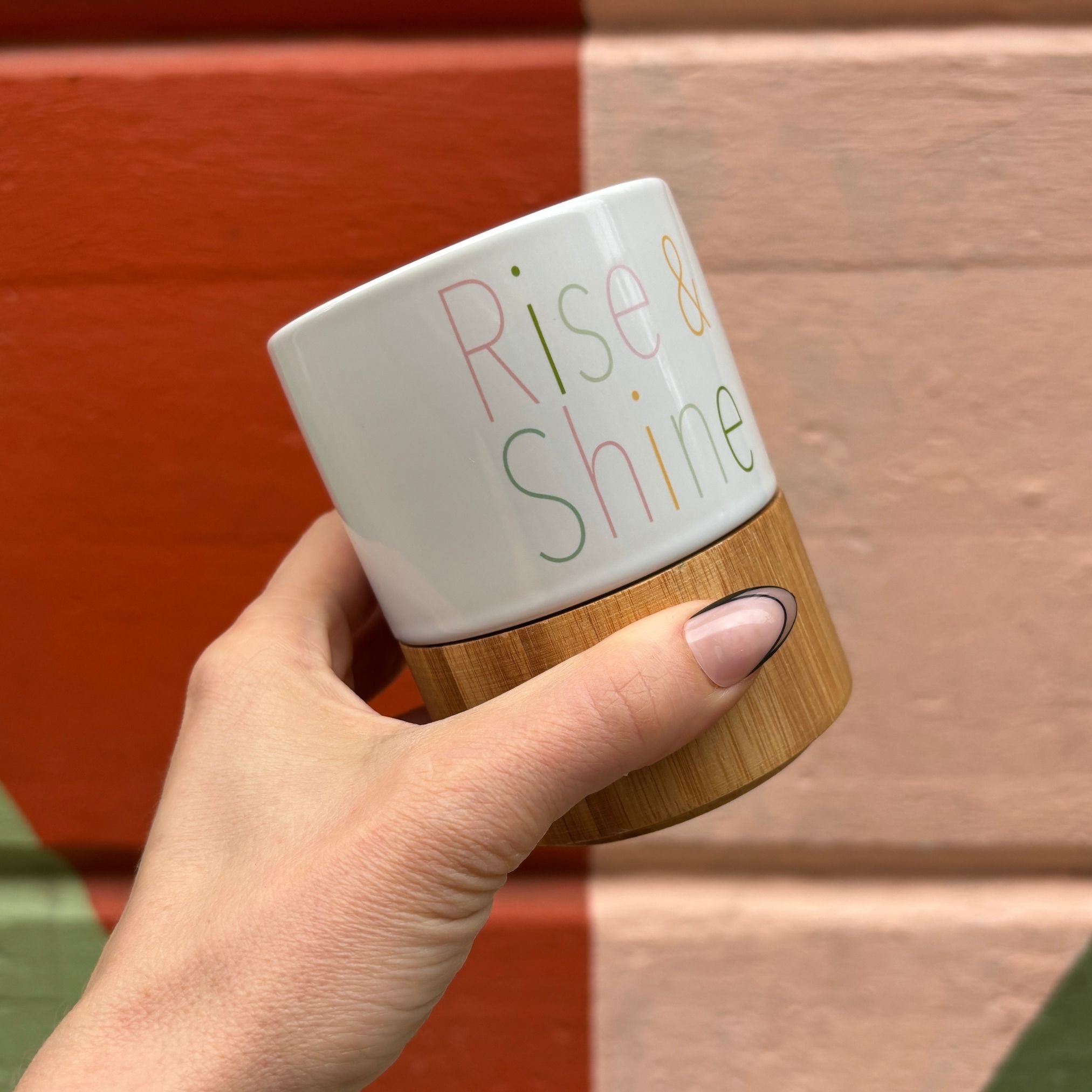 Rise & Shine Ceramic Mug with Bamboo Base by The Bullish Store
