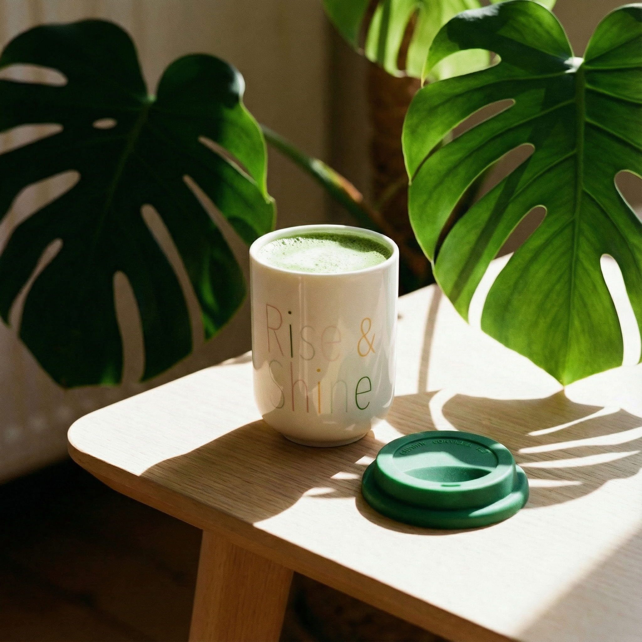 Rise & Shine Ceramic To Go Mug | Holds 16 oz. | Eco Mug with Silicone Lid and Sleeve by The Bullish Store