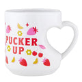 Romance Pucker Up Heart Shaped Handle Mug | Stoneware Tea Coffee Cup | 12oz by The Bullish Store