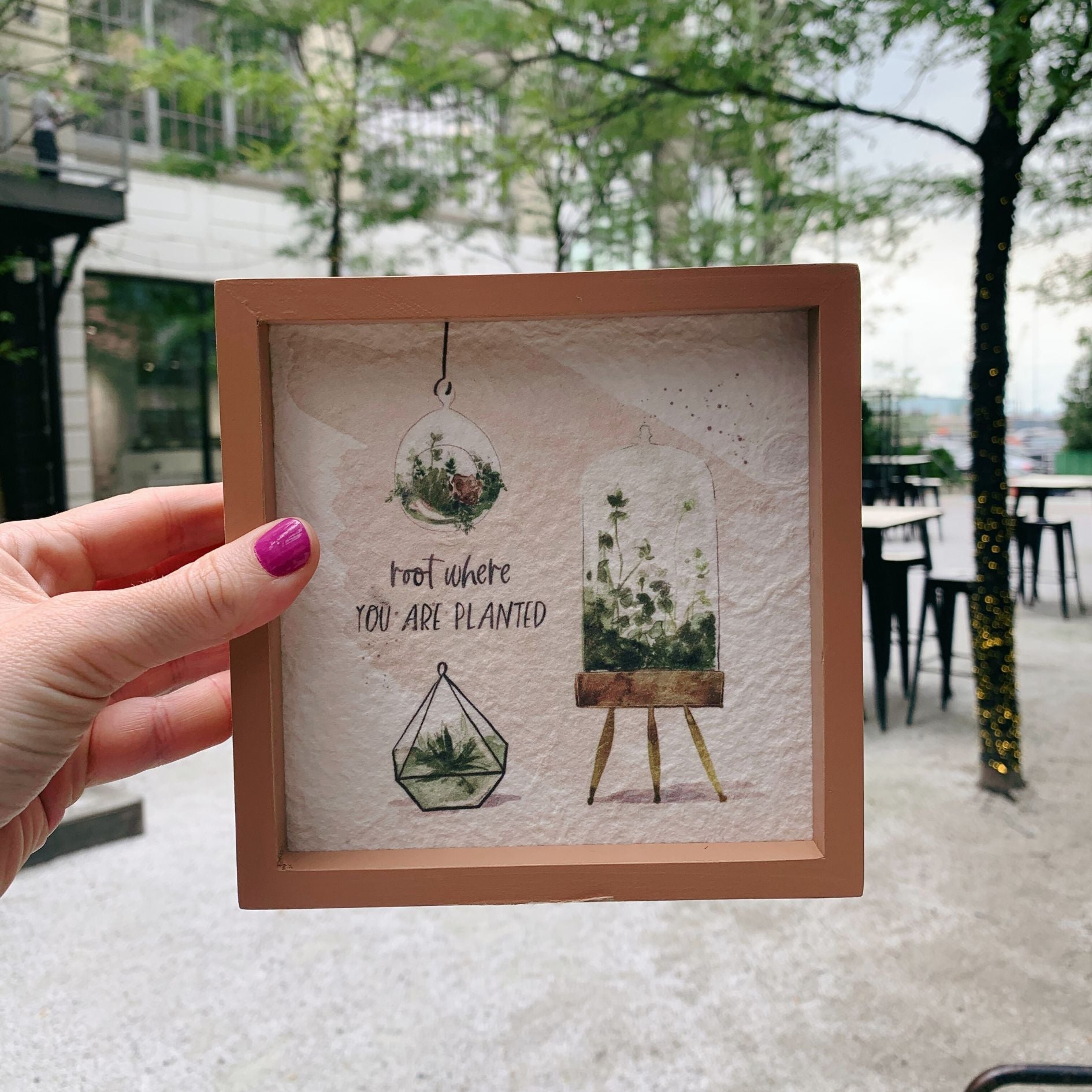 Root Where You Are Planted Inspo Box Sign | Plant Lovers Square Inset Wooden Decor | 6" x 6" by The Bullish Store