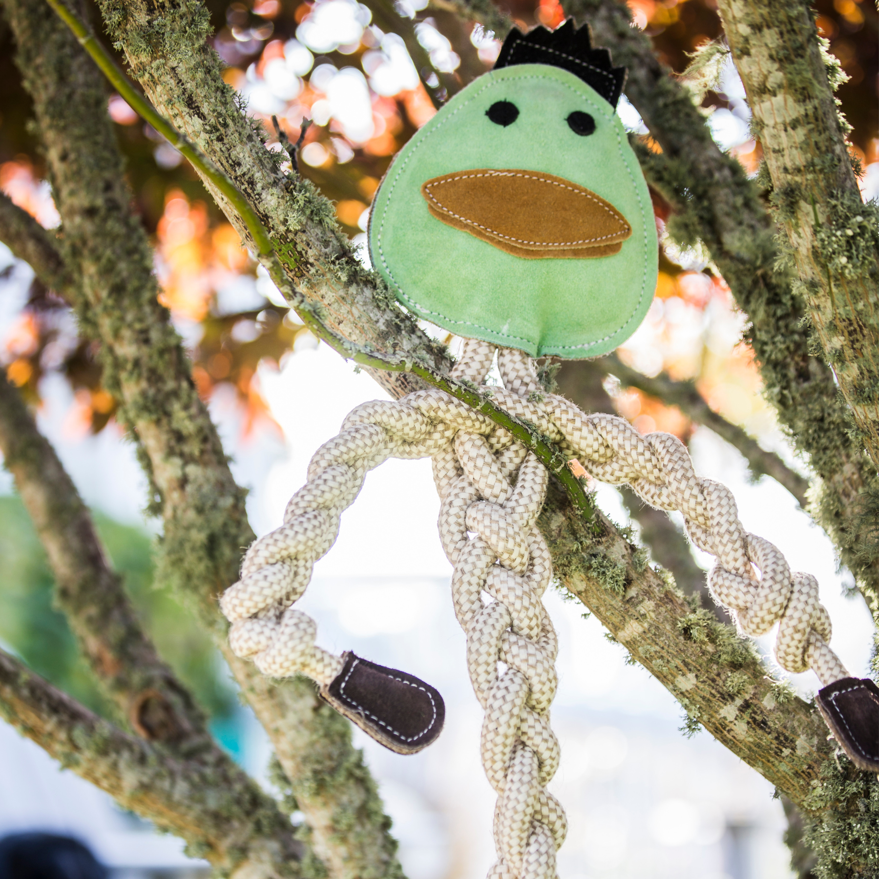Dilly Duck Natural Rope Knottie® Dog Toy, Large (9mm diameter) by HuggleHounds