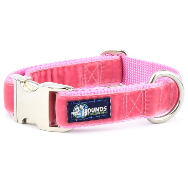 Rose Pink Velvet Essential Dog Collar by 2 Hounds Design
