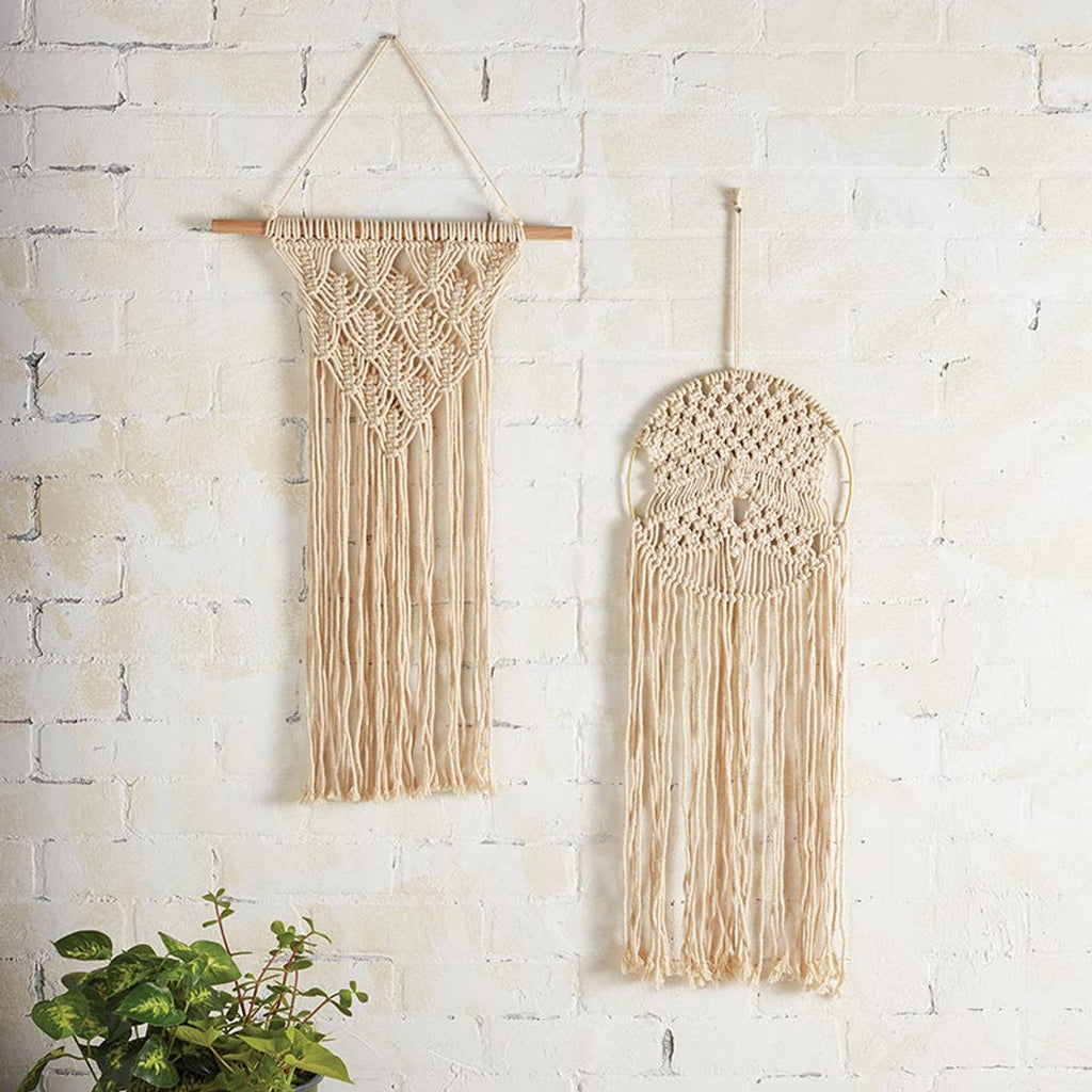 Round Hoop Macrame Bohemian Decor | Decorative Macrame Wall Hanging | 10" x 27.5" by The Bullish Store