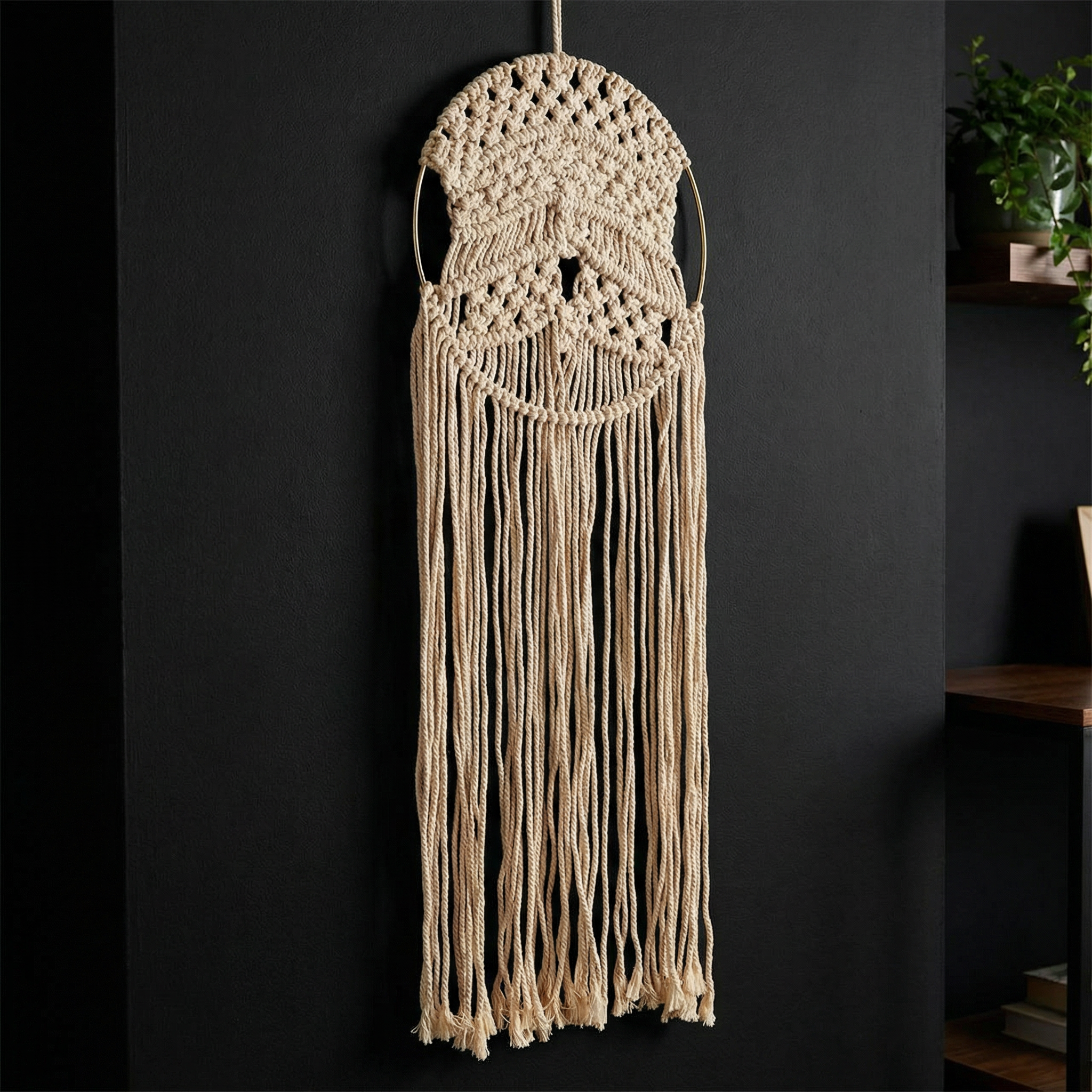 Round Hoop Macrame Bohemian Decor | Decorative Macrame Wall Hanging | 10" x 27.5" by The Bullish Store