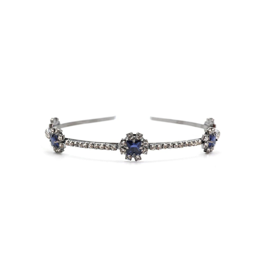 Royal Sapphire Tiara Crown in Blue and Silver | Royalty Crown Party or Bridal Hair Accessory by The Bullish Store