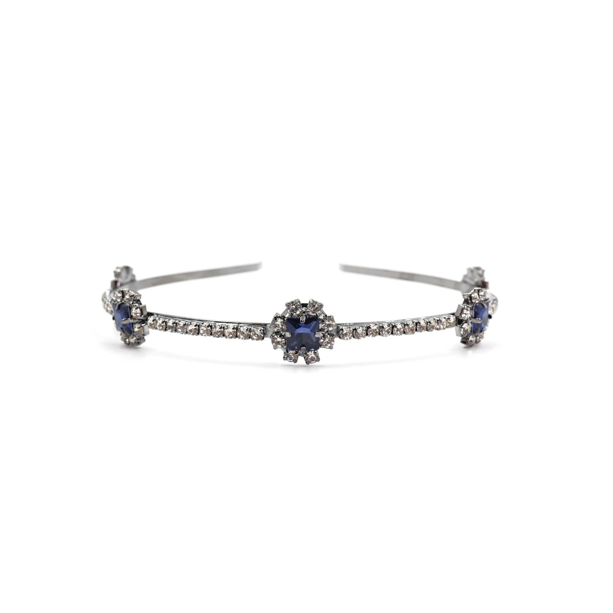 Royal Sapphire Tiara Crown in Blue and Silver | Royalty Crown Party or Bridal Hair Accessory by The Bullish Store