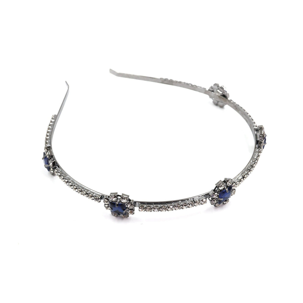 Royal Sapphire Tiara Crown in Blue and Silver | Royalty Crown Party or Bridal Hair Accessory by The Bullish Store