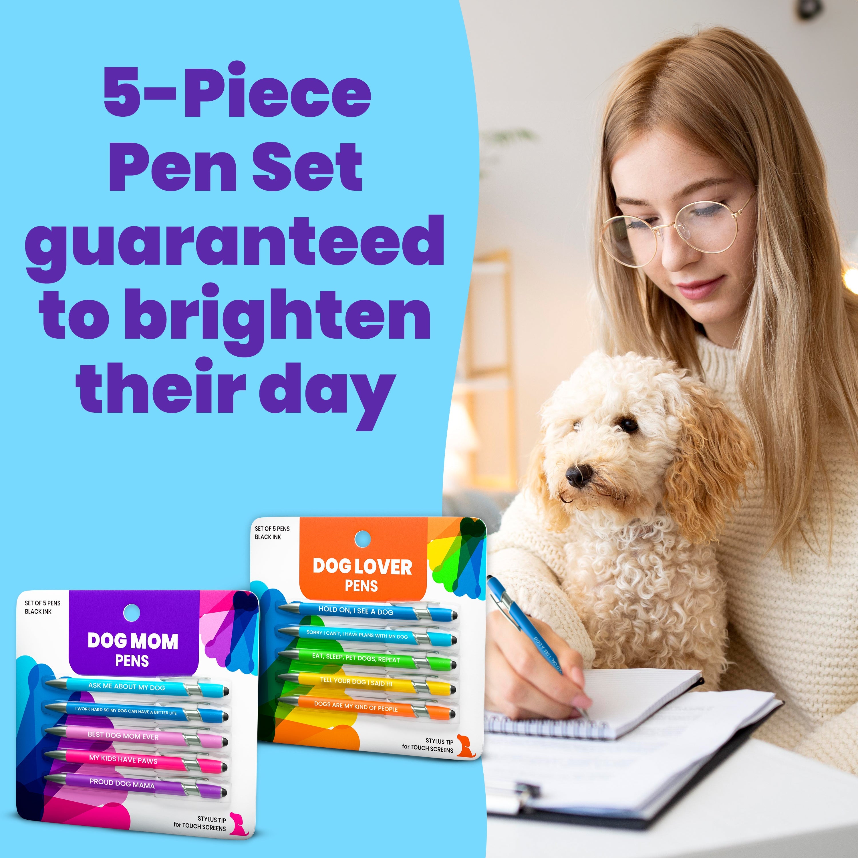 Dog-Themed Stylus Pen Set: 1 pc. Dog Lover & 1 pc. Dog Mom by Rubyloo