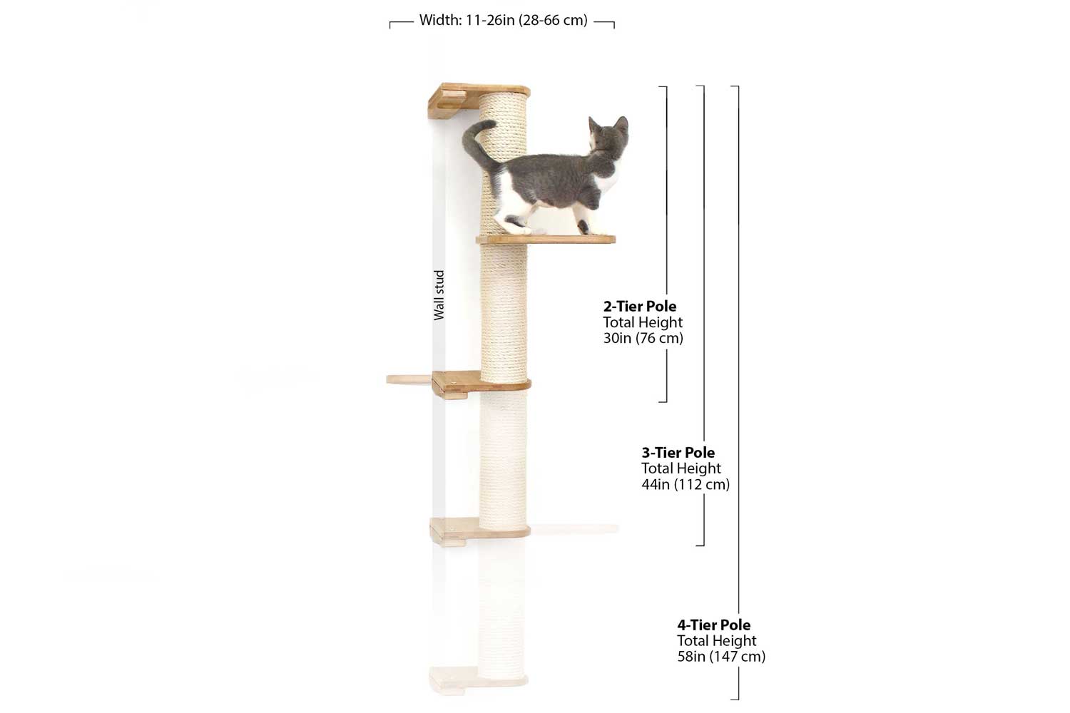 Wall Mounted Cat Climbing Pole - Sisal