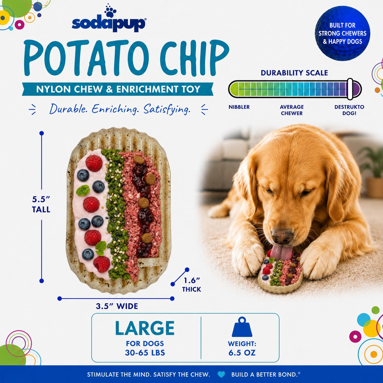 Potato Chip Nylon Chew & Enrichment Toy | 2-in-1 for Aggressive Chewers | SodaPup by SodaPup/True Dogs, LLC